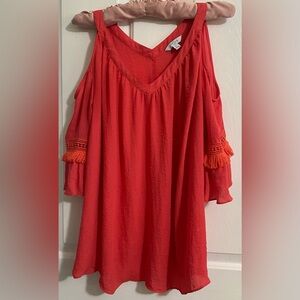BOUTIQUE PLUS… Women's Reddish/Orange Cold Shoulder Top